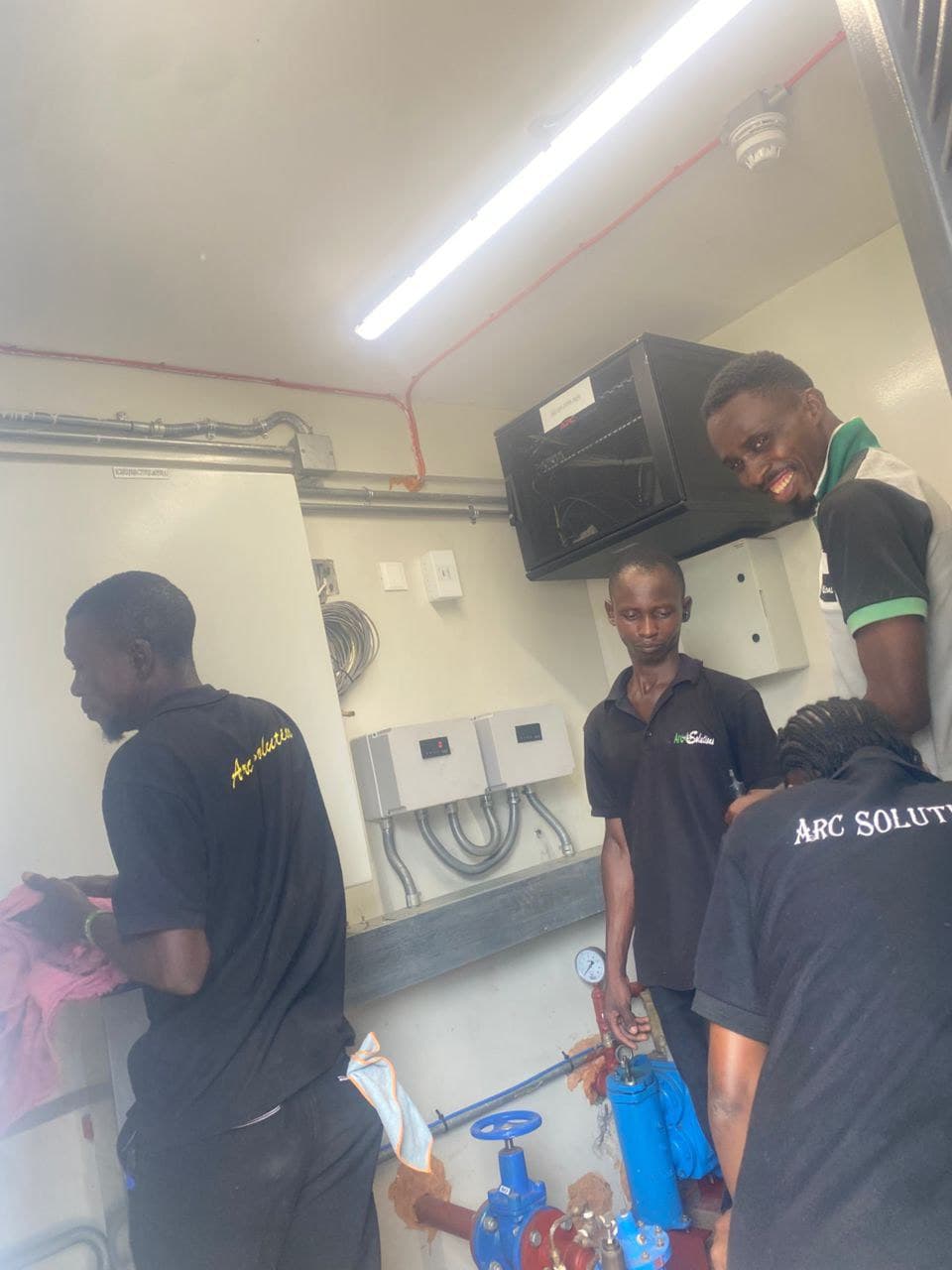 Commercial janitorial cleaning professional working in office building